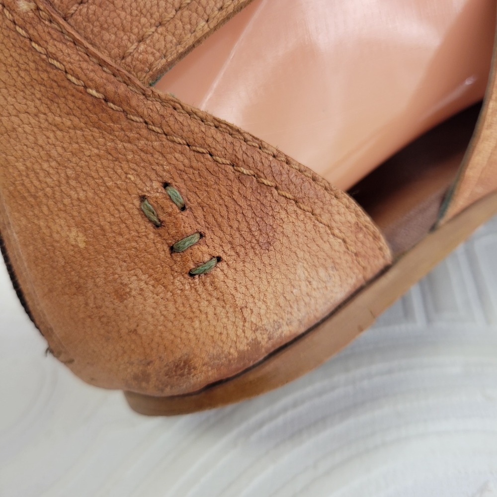Bed Stu Roan Womens Tan Leather Gladiator Caged Flat Sandals Back Zip Boho Sz 9? - Picture 6 of 16